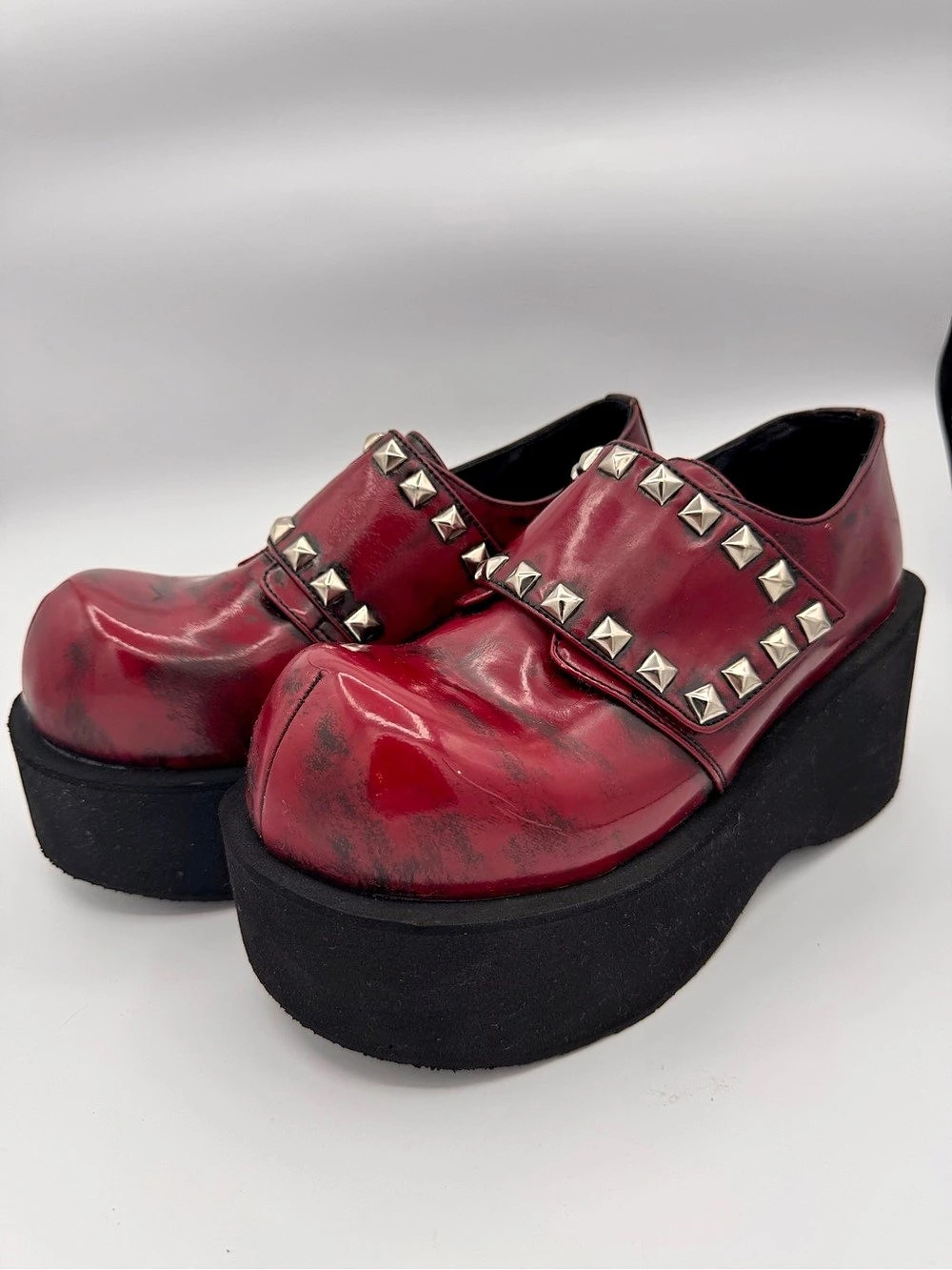 VINTAGE BNIB Demonia DANK Platforms Red Black Goth Y2K NIB Size 10
